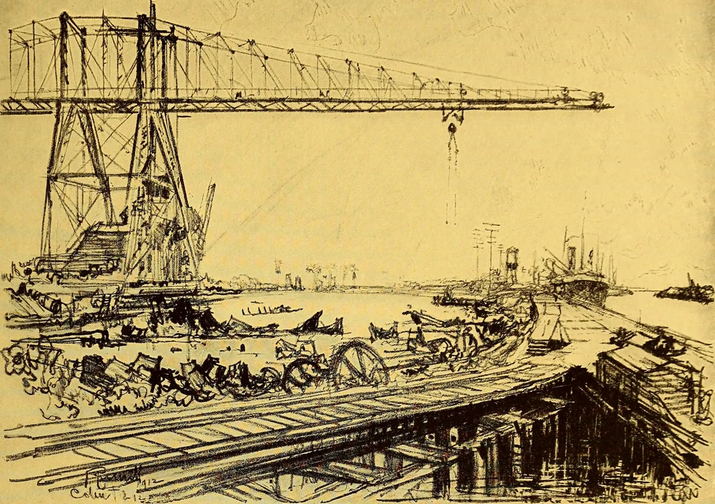 An illustration from Joseph Pennell's pictures of the Panama canal: reproductions of a series of lithographs made by him on the isthmus of Panama, January-March, 1912, 1912, leaf 26
