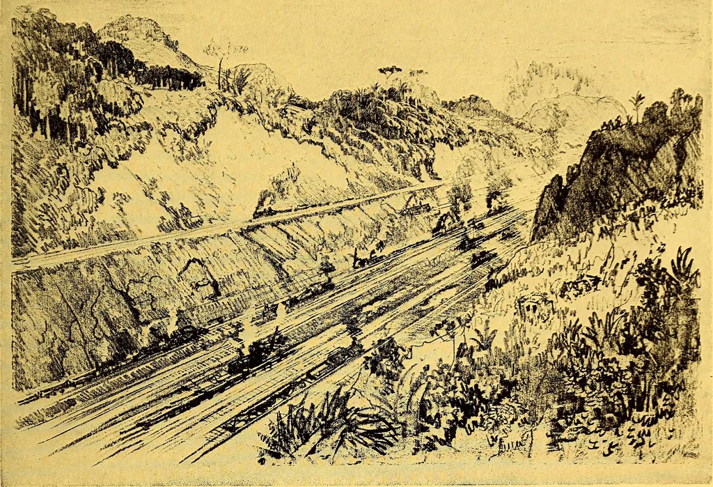 An illustration from Joseph Pennell's pictures of the Panama canal: reproductions of a series of lithographs made by him on the isthmus of Panama, January-March, 1912, 1912, leaf 66