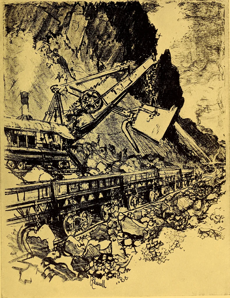 An illustration from Joseph Pennell's pictures of the Panama canal: reproductions of a series of lithographs made by him on the isthmus of Panama, January-March, 1912, 1912, leaf 74