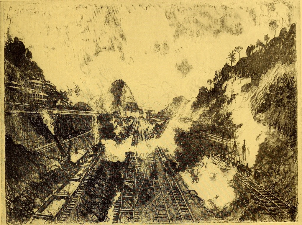 An illustration from Joseph Pennell's pictures of the Panama canal: reproductions of a series of lithographs made by him on the isthmus of Panama, January-March, 1912, 1912, leaf 86