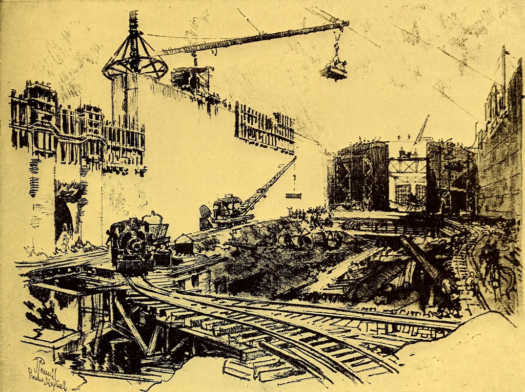 An illustration from Joseph Pennell's pictures of the Panama canal: reproductions of a series of lithographs made by him on the isthmus of Panama, January-March, 1912, 1912, leaf 98