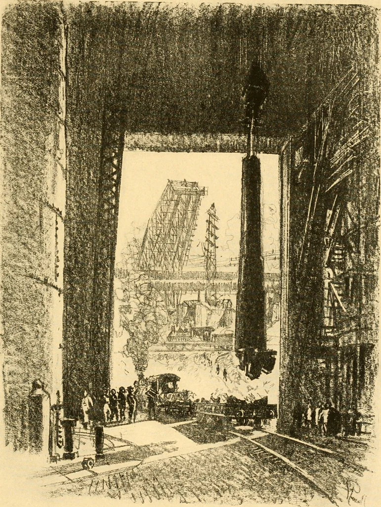 An illustration from Joseph Pennell's pictures of war work in America : reproductions of a series of lithographs of munition works made by him with the permission and authority of the United States government, with notes and an introduction by the artist, 1918, leaf 126