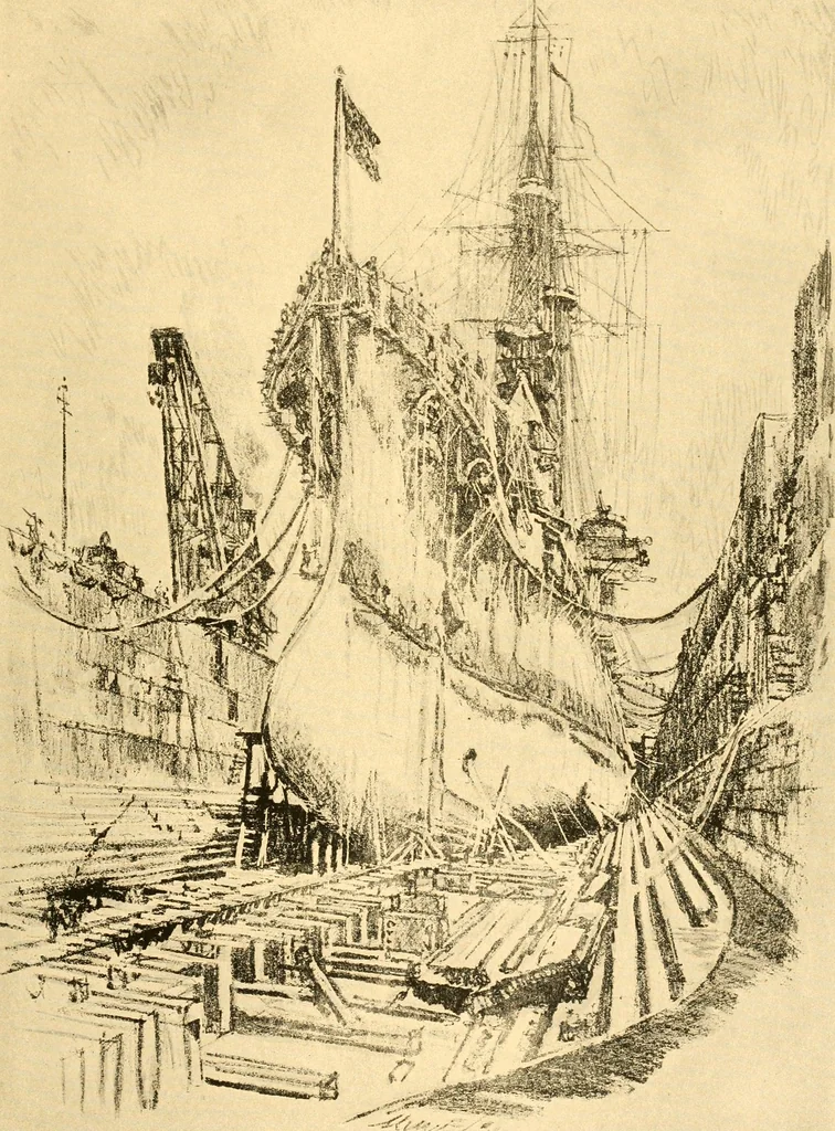 An illustration from Joseph Pennell's pictures of war work in America : reproductions of a series of lithographs of munition works made by him with the permission and authority of the United States government, with notes and an introduction by the artist, 1918, leaf 70