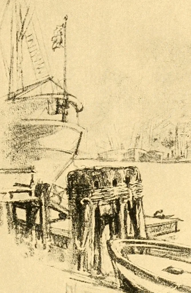 An illustration from Joseph Pennell's pictures of war work in America : reproductions of a series of lithographs of munition works made by him with the permission and authority of the United States government, with notes and an introduction by the artist, 1918, leaf 74