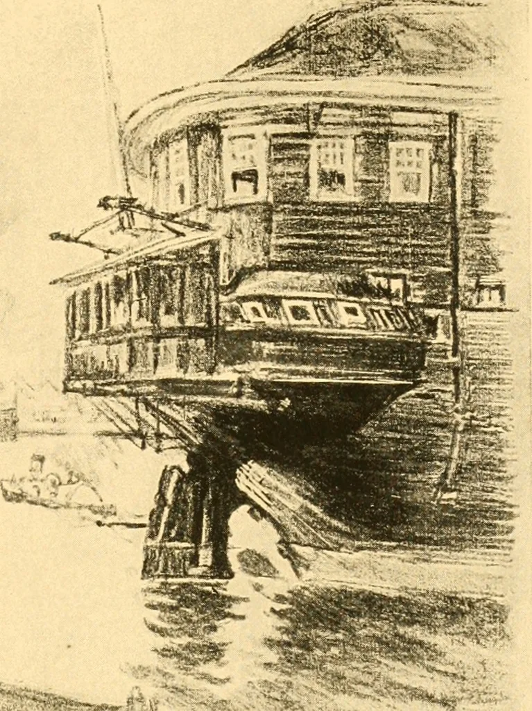 An illustration from Joseph Pennell's pictures of war work in America : reproductions of a series of lithographs of munition works made by him with the permission and authority of the United States government, with notes and an introduction by the artist, 1918, leaf 74