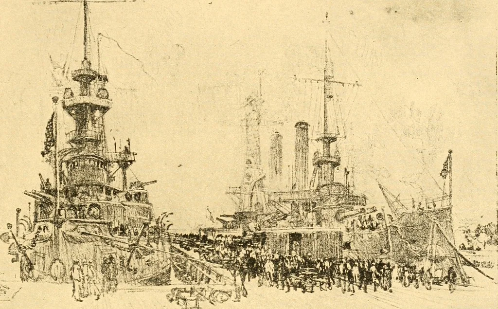 An illustration from Joseph Pennell's pictures of war work in America : reproductions of a series of lithographs of munition works made by him with the permission and authority of the United States government, with notes and an introduction by the artist, 1918, leaf 86