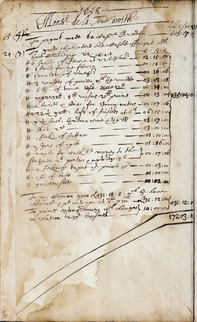 An illustration from Joshua Scottow's account with Monsieur de La Tour, 1657, leaf 18