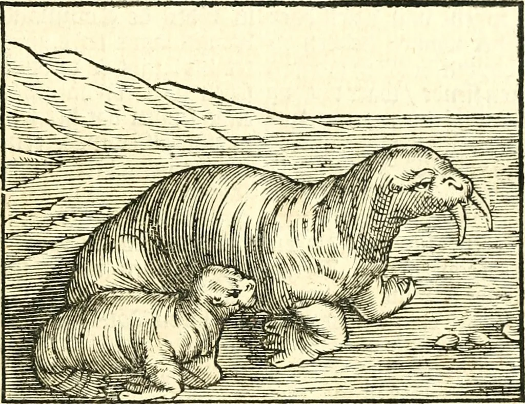 An illustration from Journael, of dagh-register, gehouden by de seven matroosen, in haer overwitneren op Spitsbergen in Maurits Bay : gelegen in Groenlandt, t' zedert het vertreck van de Visschery-Schepen der Geoctroyeerde Noordtsche Compagnie, in Nederlandt, zijnde den 30. Augusty, 1633 tot de wederkomst der vooriz. Schepen, den 27. May, anno 1634, 1663, leaf 20