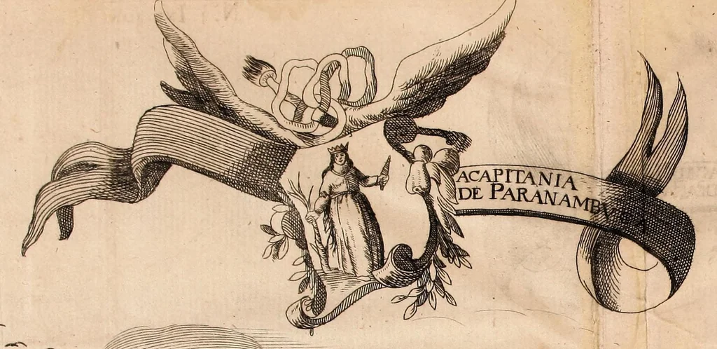 An illustration from Journael, ofte historiaelse beschrijvinge van Matheus vanden Broeck. : Van 't geen hy selfs ghesien ende waerachtigh gebeurtis, wegen 't begin ende revolte van de Portugese in Brasiel, als mede de conditie en het overgaen van de forten aldaer, 1651, leaf 13