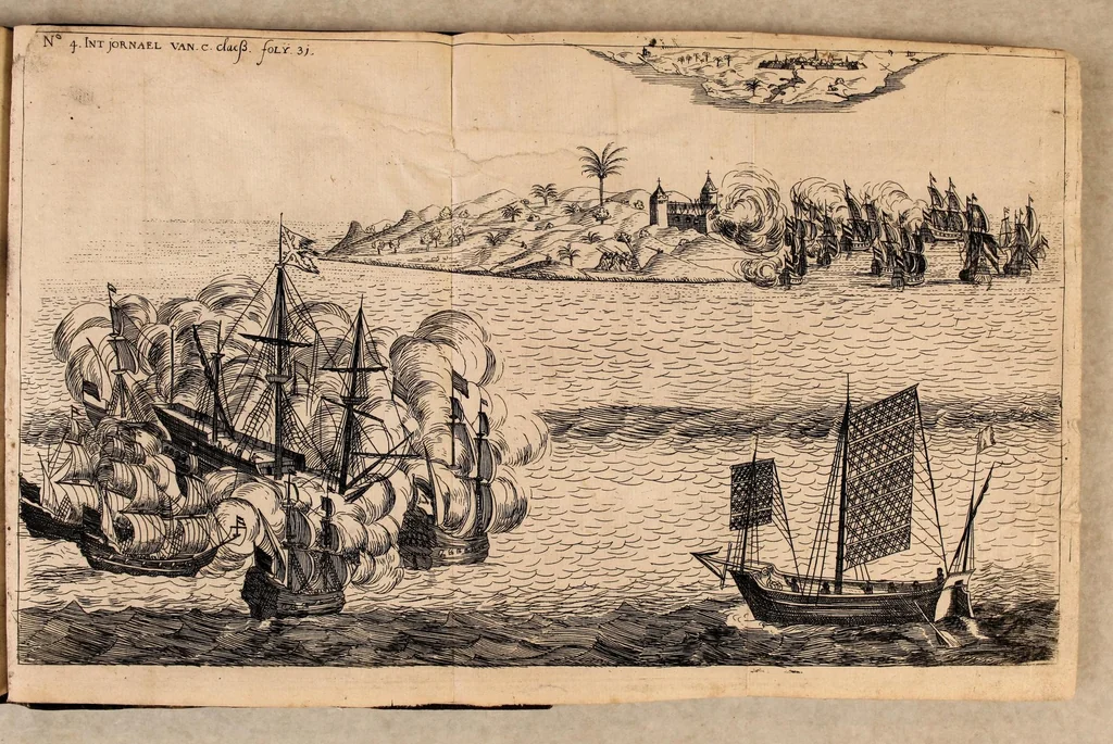 An illustration from Journael, ofte historiaelse beschrijvinge van Matheus vanden Broeck. : Van 't geen hy selfs ghesien ende waerachtigh gebeurtis, wegen 't begin ende revolte van de Portugese in Brasiel, als mede de conditie en het overgaen van de forten aldaer, 1651, leaf 49