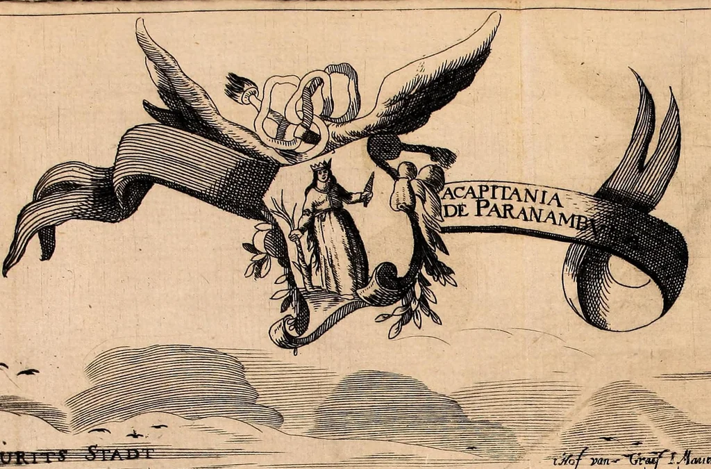 An illustration from Journael, ofte historiaelse beschrijvinge van Matheus vanden Broeck. : Van 't geen hy selfs ghesien ende waerachtigh gebeurtis, wegen 't begin ende revolte van de Portugese in Brasiel, als mede de conditie en het overgaen van de forten aldaer, 1651, leaf 13