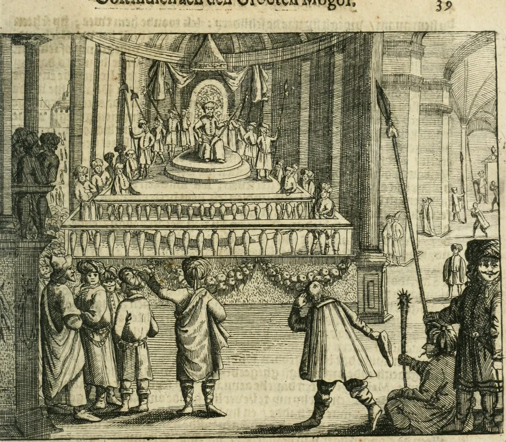 An illustration from Journael van de reysen ghedaen door den Ed. Heer en Ridder Sr. Thomas Roe, ambassadeur van sijn Conincklijcke Maejesteyt van Groot-Brittanje, afgevaerdicht naer Oostindien aen den Grooten Mogol, ende andere ghewesten in Indien .., 1656, leaf 42