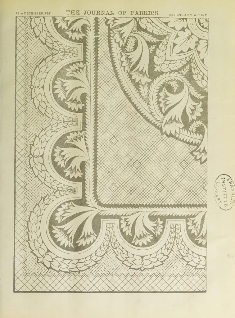 An illustration from Journal of fabrics and textile industries, 1882, leaf 71