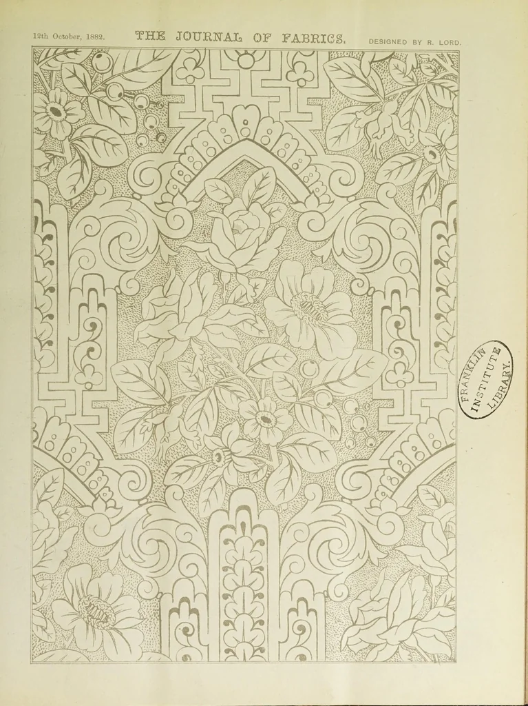 An illustration from Journal of fabrics and textile industries, 1882, leaf 77