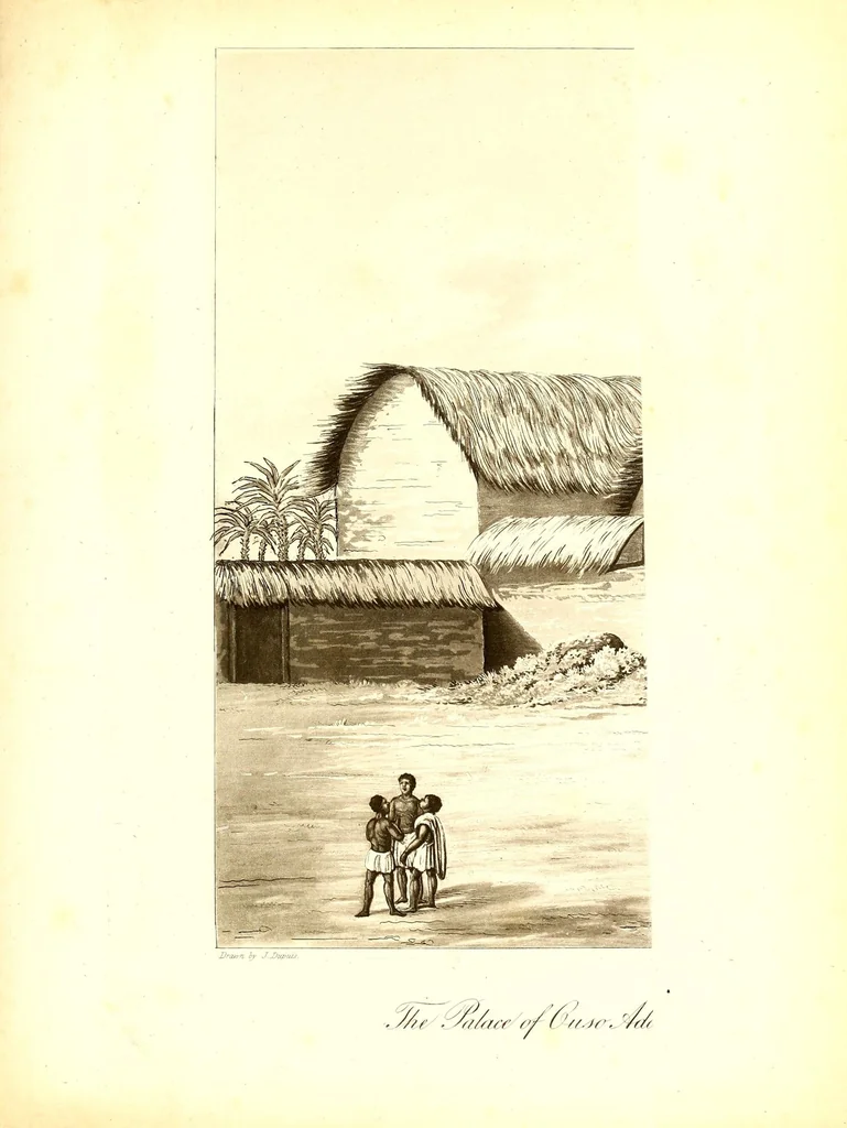 An illustration from Journal of a residence in Ashantee, comprising notes and researches relative to the Gold Coast, and the interior of Western Africa, chiefly collected from Arabic mss. and information communicated by the Moslems of Guinea: to which is prefixed an account of the origin and causes of the present war. Illustrated with a map and plates, 1824, leaf 485