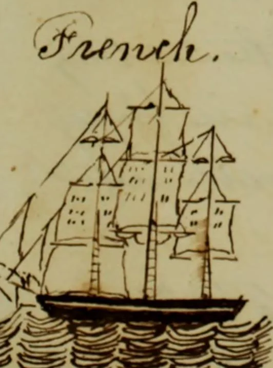 An illustration from [Journal of the Saratoga (Ship) of New Bedford, Mass. mastered by Frederick Slocum, kept by Washington Fosdick, on voyage from April 23, 1857 - December 12, 1858], 1857, leaf 36