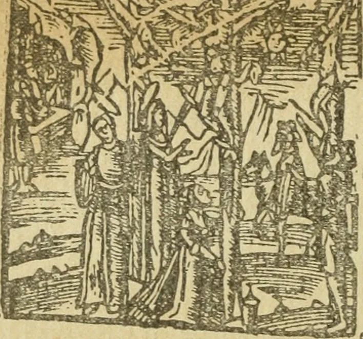 An illustration from Új testamentu maar ellven, mellet az görög és diák ellvbol ... fordijtant [Sylvester János.], 1541, leaf 101