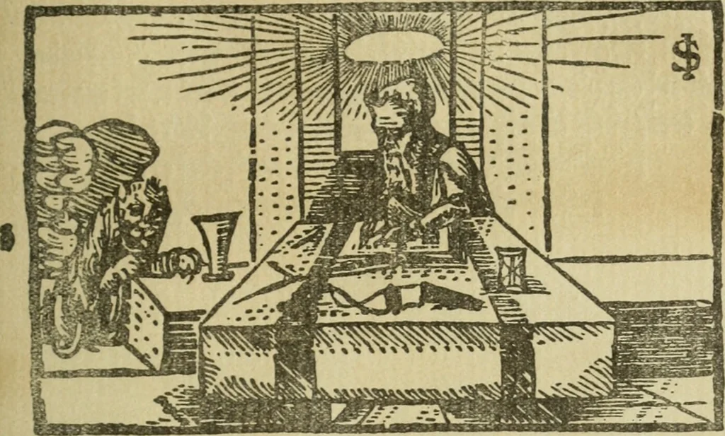 An illustration from Új testamentu maar ellven, mellet az görög és diák ellvbol ... fordijtant [Sylvester János.], 1541, leaf 106