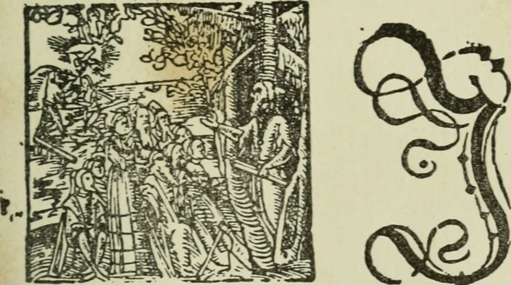 An illustration from Új testamentu maar ellven, mellet az görög és diák ellvbol ... fordijtant [Sylvester János.], 1541, leaf 108