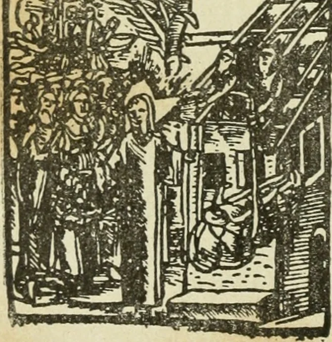 An illustration from Új testamentu maar ellven, mellet az görög és diák ellvbol ... fordijtant [Sylvester János.], 1541, leaf 111