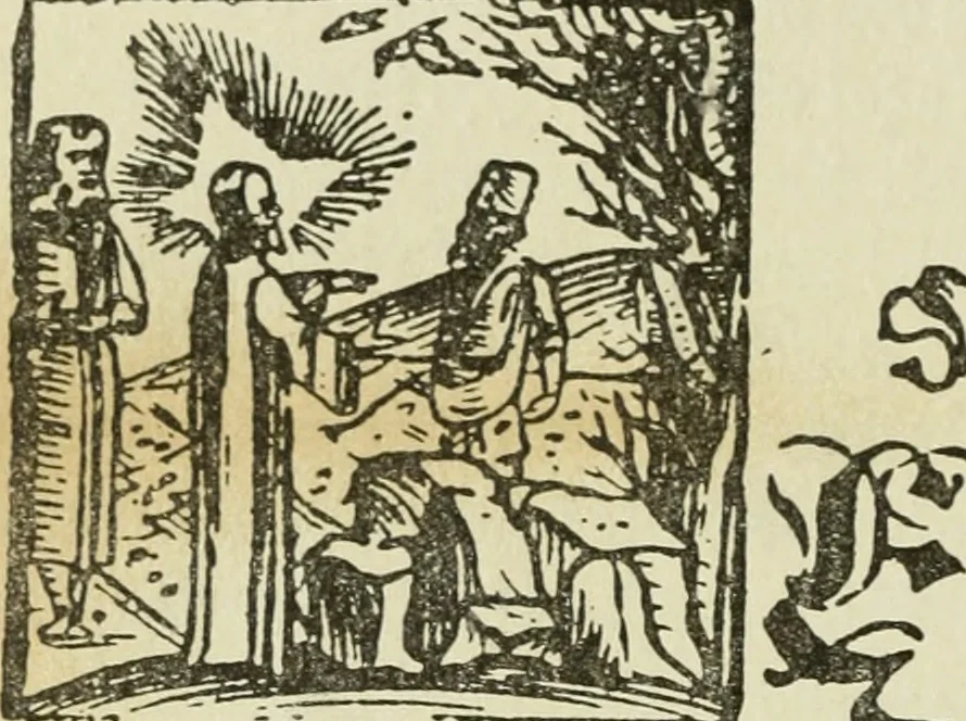 An illustration from Új testamentu maar ellven, mellet az görög és diák ellvbol ... fordijtant [Sylvester János.], 1541, leaf 117