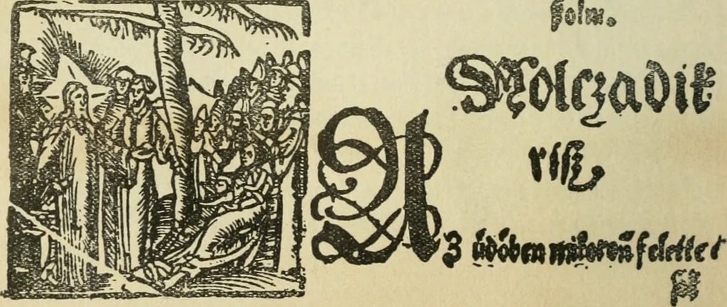 An illustration from Új testamentu maar ellven, mellet az görög és diák ellvbol ... fordijtant [Sylvester János.], 1541, leaf 131