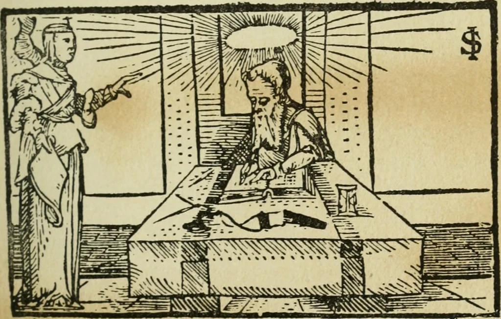 An illustration from Új testamentu maar ellven, mellet az görög és diák ellvbol ... fordijtant [Sylvester János.], 1541, leaf 14