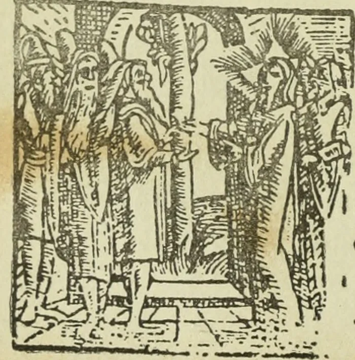 An illustration from Új testamentu maar ellven, mellet az görög és diák ellvbol ... fordijtant [Sylvester János.], 1541, leaf 145