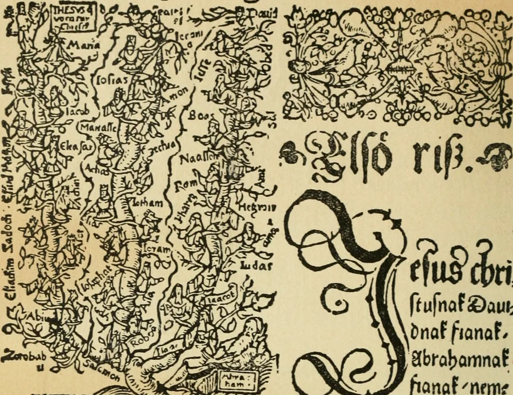 An illustration from Új testamentu maar ellven, mellet az görög és diák ellvbol ... fordijtant [Sylvester János.], 1541, leaf 15