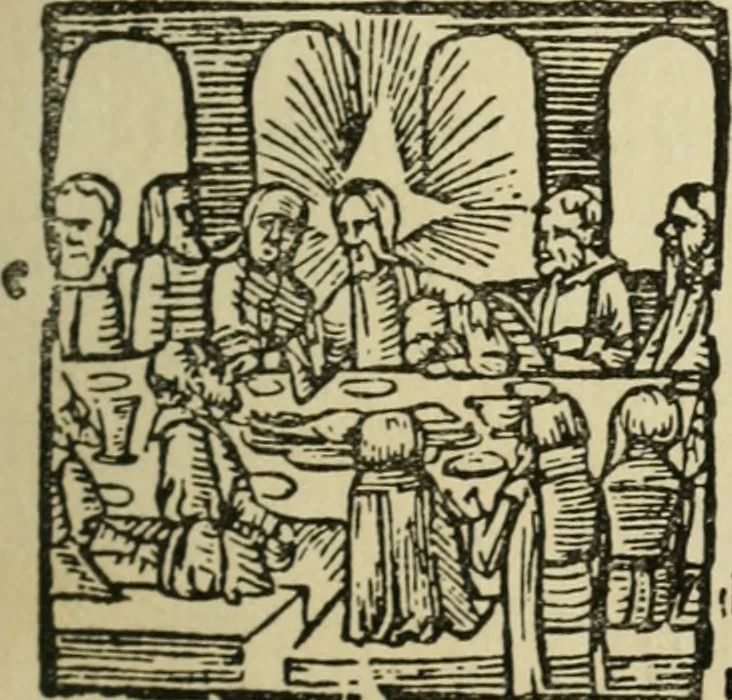 An illustration from Új testamentu maar ellven, mellet az görög és diák ellvbol ... fordijtant [Sylvester János.], 1541, leaf 152