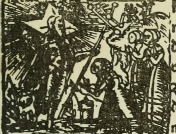 An illustration from Új testamentu maar ellven, mellet az görög és diák ellvbol ... fordijtant [Sylvester János.], 1541, leaf 162