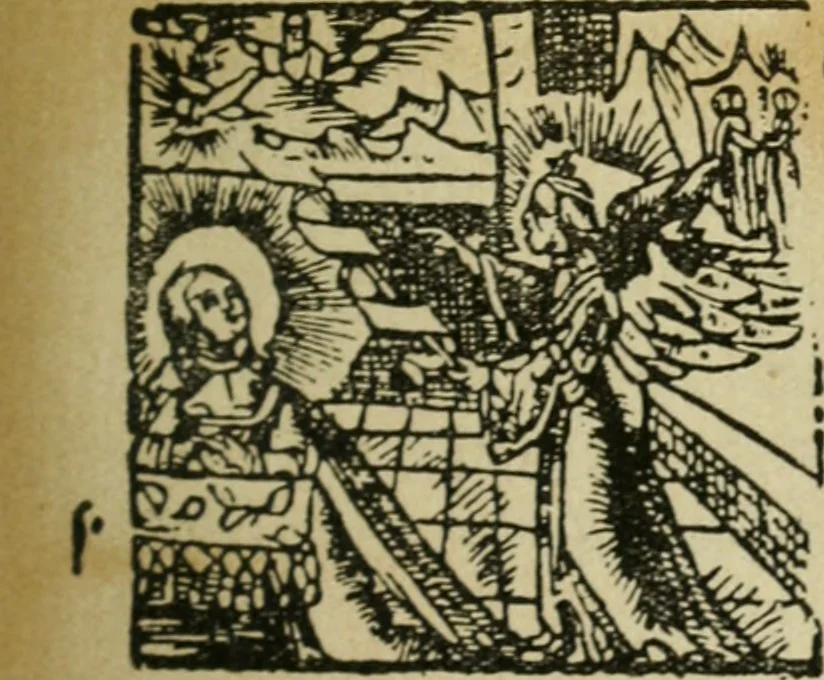 An illustration from Új testamentu maar ellven, mellet az görög és diák ellvbol ... fordijtant [Sylvester János.], 1541, leaf 166
