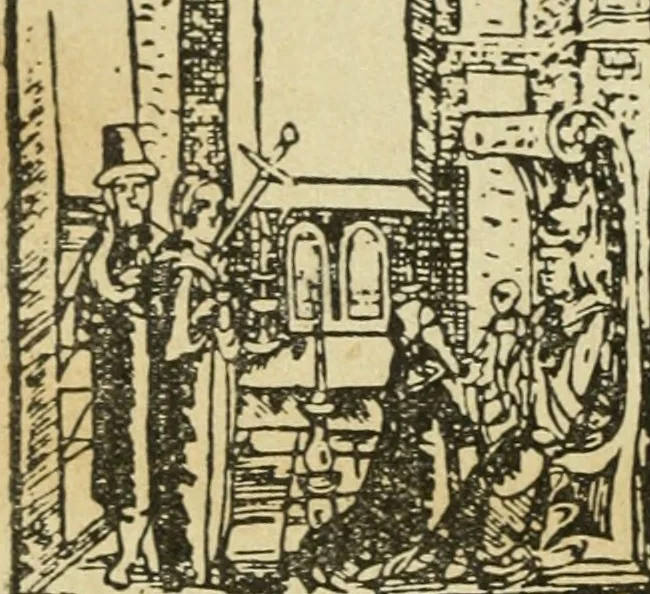 An illustration from Új testamentu maar ellven, mellet az görög és diák ellvbol ... fordijtant [Sylvester János.], 1541, leaf 173