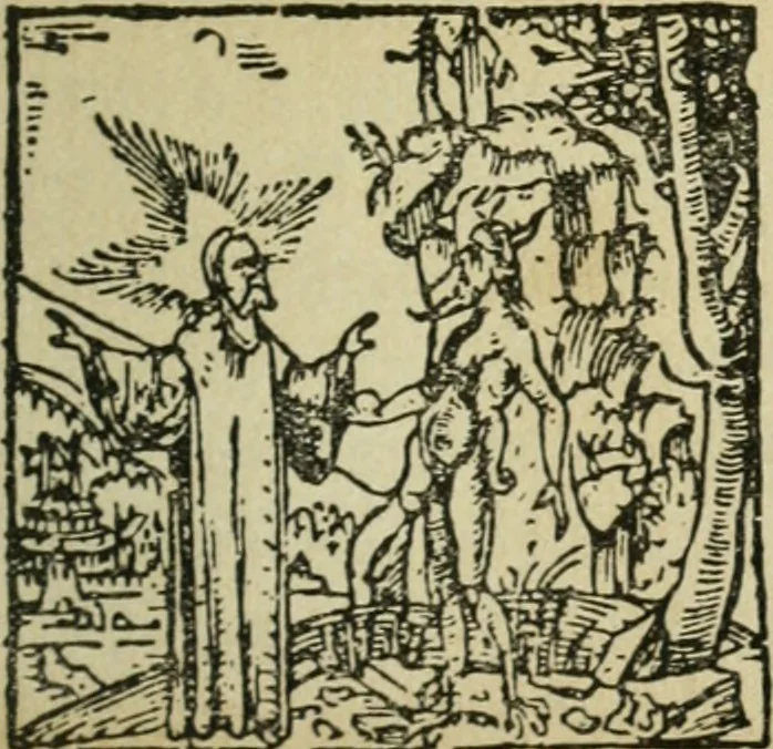An illustration from Új testamentu maar ellven, mellet az görög és diák ellvbol ... fordijtant [Sylvester János.], 1541, leaf 178