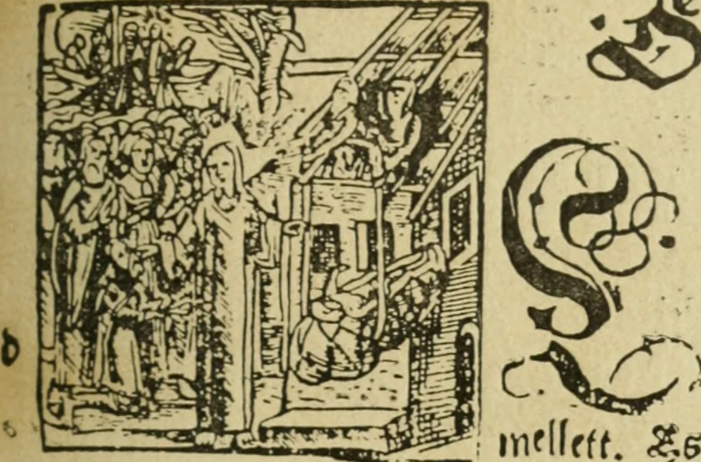 An illustration from Új testamentu maar ellven, mellet az görög és diák ellvbol ... fordijtant [Sylvester János.], 1541, leaf 182