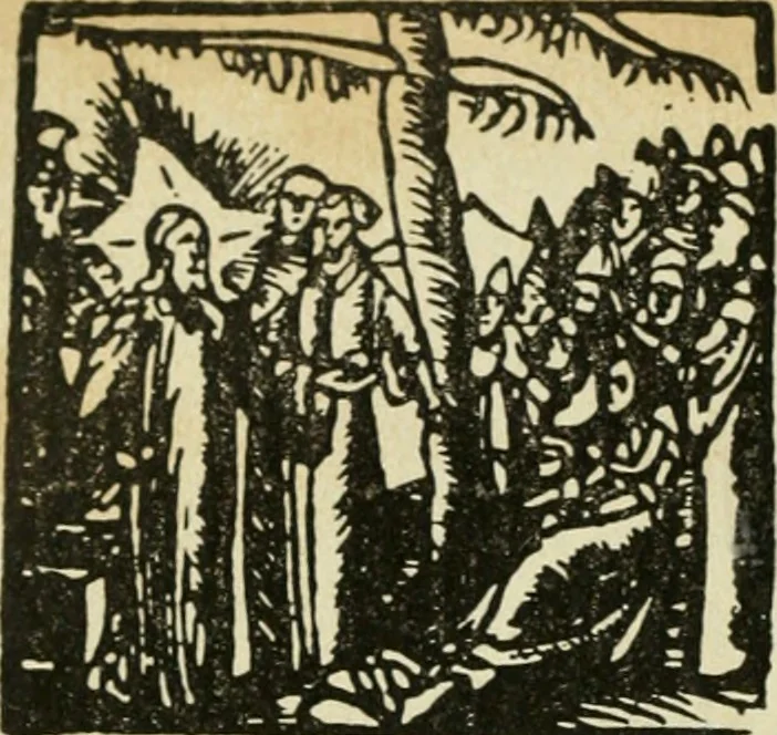 An illustration from Új testamentu maar ellven, mellet az görög és diák ellvbol ... fordijtant [Sylvester János.], 1541, leaf 199