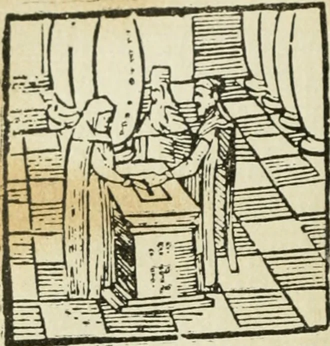 An illustration from Új testamentu maar ellven, mellet az görög és diák ellvbol ... fordijtant [Sylvester János.], 1541, leaf 241