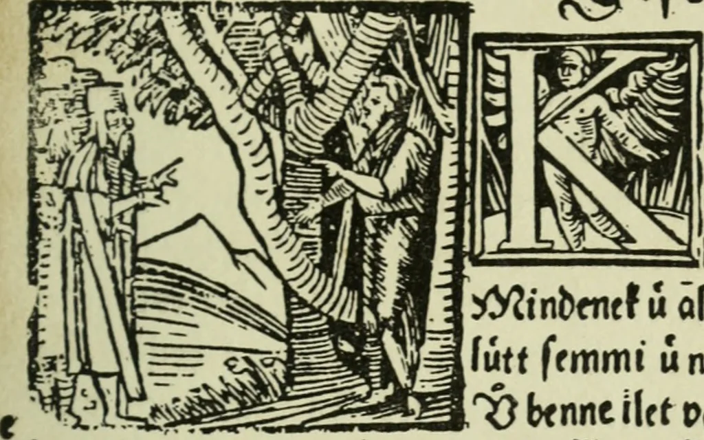 An illustration from Új testamentu maar ellven, mellet az görög és diák ellvbol ... fordijtant [Sylvester János.], 1541, leaf 260
