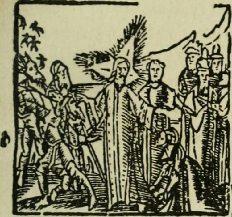 An illustration from Új testamentu maar ellven, mellet az görög és diák ellvbol ... fordijtant [Sylvester János.], 1541, leaf 272