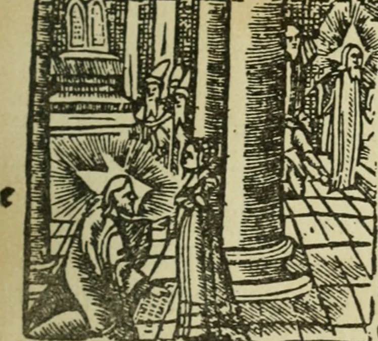 An illustration from Új testamentu maar ellven, mellet az görög és diák ellvbol ... fordijtant [Sylvester János.], 1541, leaf 284