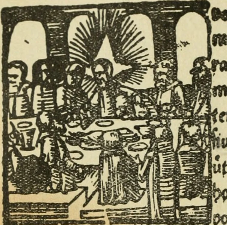 An illustration from Új testamentu maar ellven, mellet az görög és diák ellvbol ... fordijtant [Sylvester János.], 1541, leaf 303