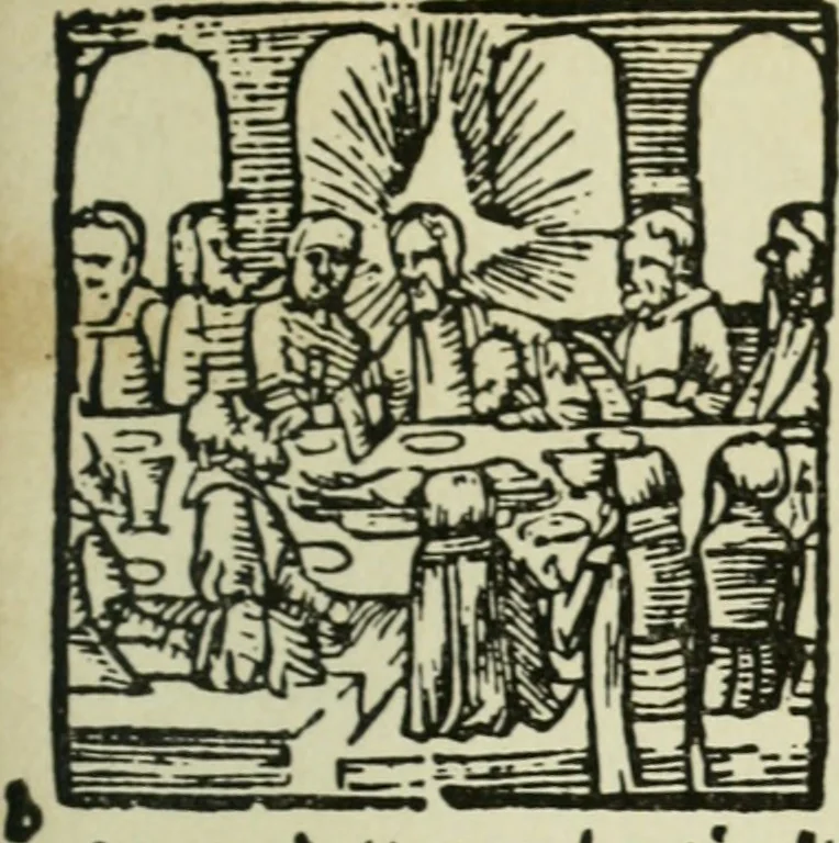 An illustration from Új testamentu maar ellven, mellet az görög és diák ellvbol ... fordijtant [Sylvester János.], 1541, leaf 306