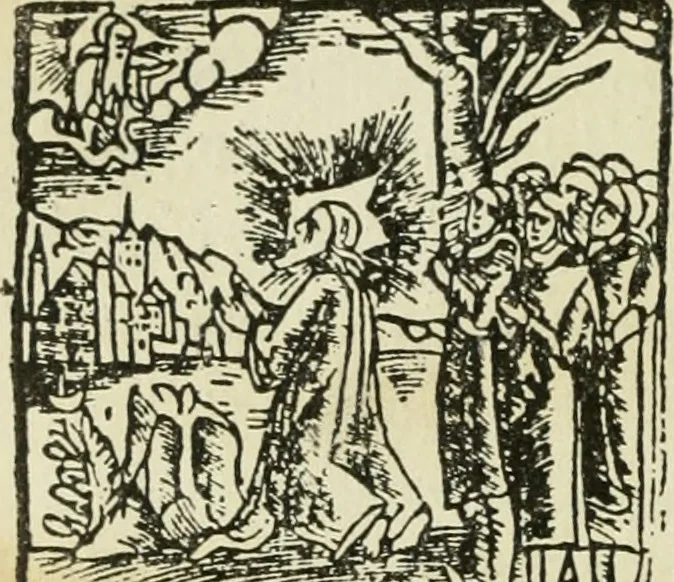 An illustration from Új testamentu maar ellven, mellet az görög és diák ellvbol ... fordijtant [Sylvester János.], 1541, leaf 313