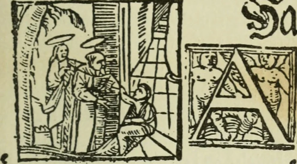 An illustration from Új testamentu maar ellven, mellet az görög és diák ellvbol ... fordijtant [Sylvester János.], 1541, leaf 338