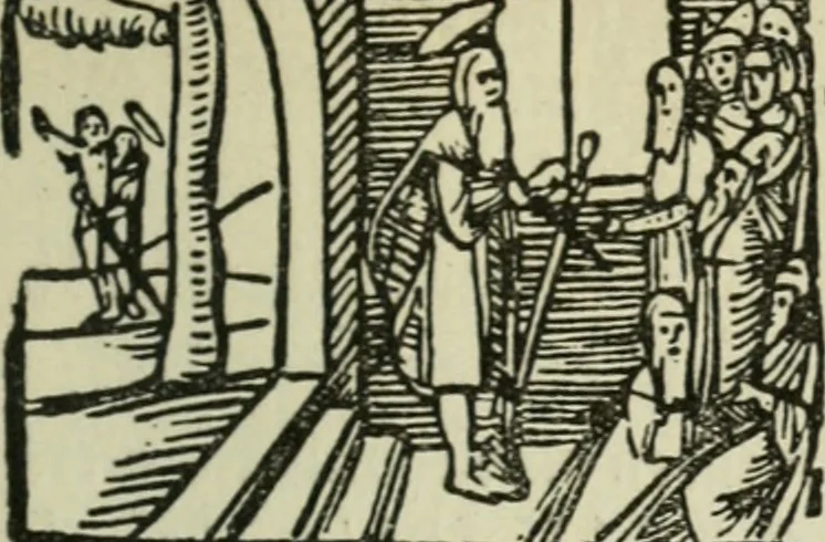 An illustration from Új testamentu maar ellven, mellet az görög és diák ellvbol ... fordijtant [Sylvester János.], 1541, leaf 384
