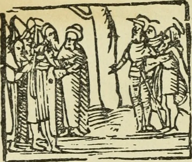 An illustration from Új testamentu maar ellven, mellet az görög és diák ellvbol ... fordijtant [Sylvester János.], 1541, leaf 401