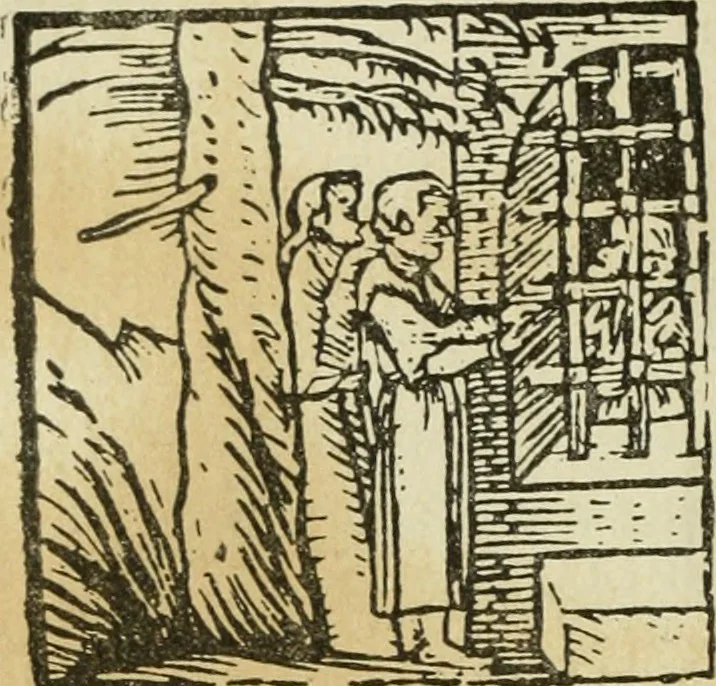 An illustration from Új testamentu maar ellven, mellet az görög és diák ellvbol ... fordijtant [Sylvester János.], 1541, leaf 43