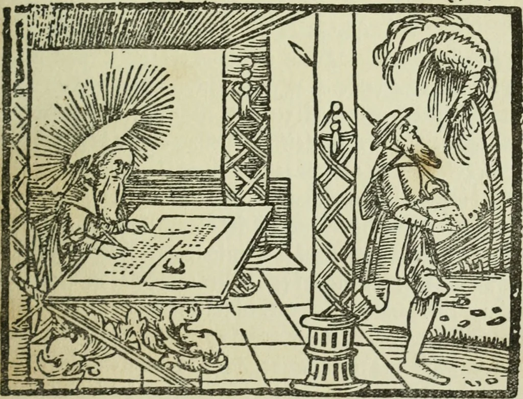 An illustration from Új testamentu maar ellven, mellet az görög és diák ellvbol ... fordijtant [Sylvester János.], 1541, leaf 586
