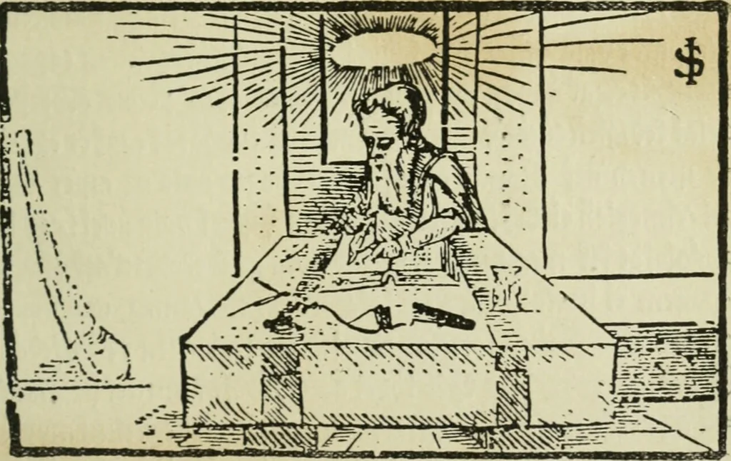 An illustration from Új testamentu maar ellven, mellet az görög és diák ellvbol ... fordijtant [Sylvester János.], 1541, leaf 692