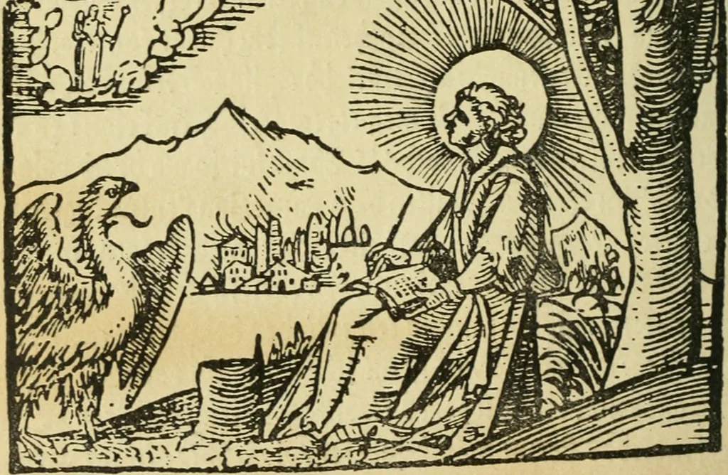 An illustration from Új testamentu maar ellven, mellet az görög és diák ellvbol ... fordijtant [Sylvester János.], 1541, leaf 697